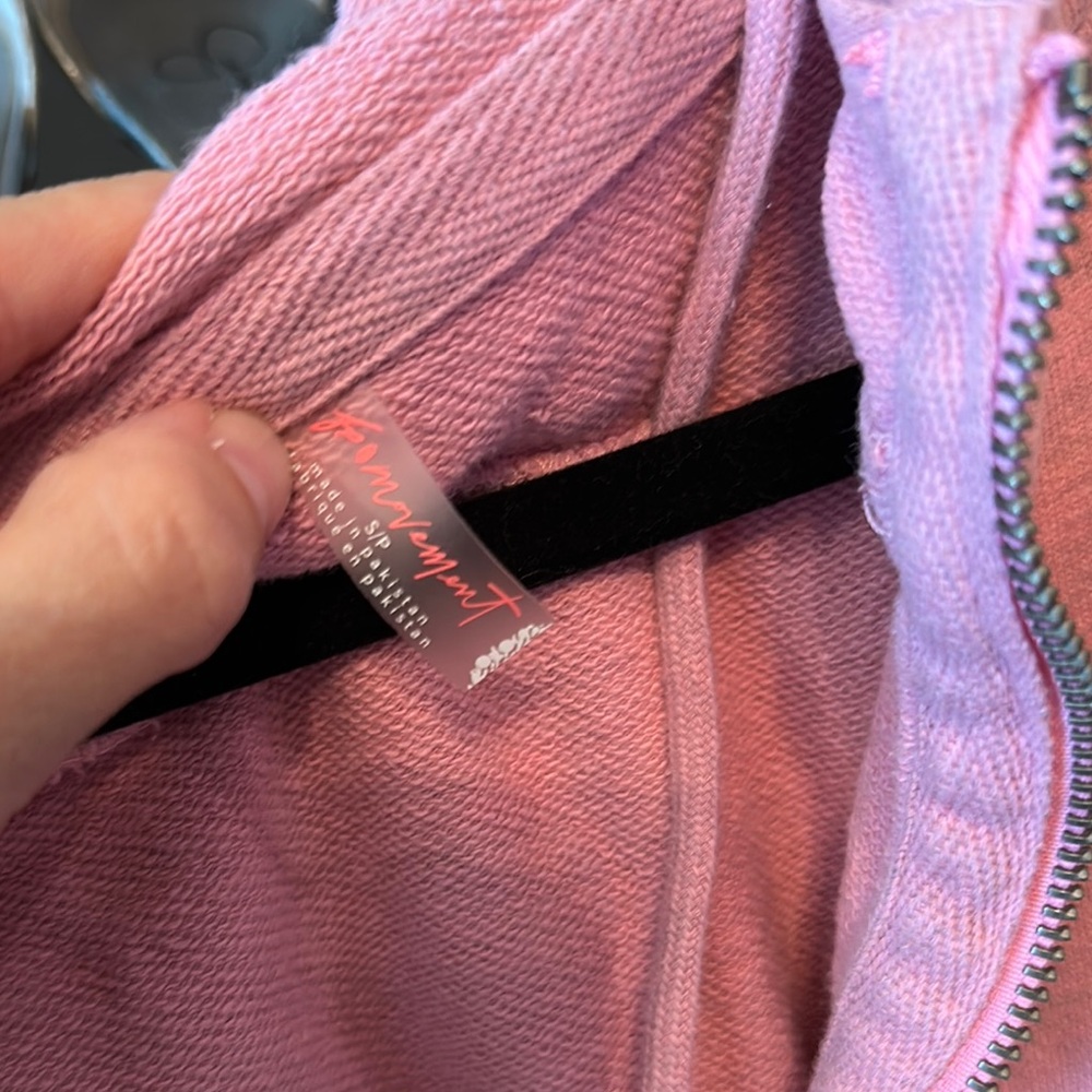 Free People Pink Hooded Jumpsuit Relaxed Fit Long Sleeves - Picture 3 of 4